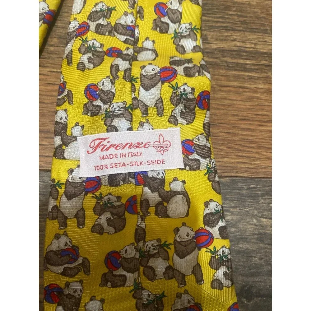 Vintage Firenze Silk‎ Panda Tie